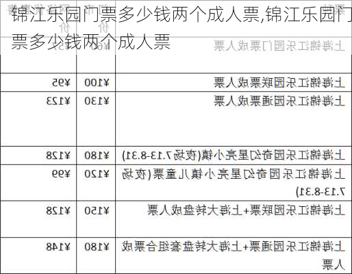 锦江乐园门票多少钱两个成人票,锦江乐园门票多少钱两个成人票