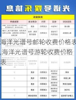 海洋光谱号邮轮收费价格表,海洋光谱号游轮收费价格表